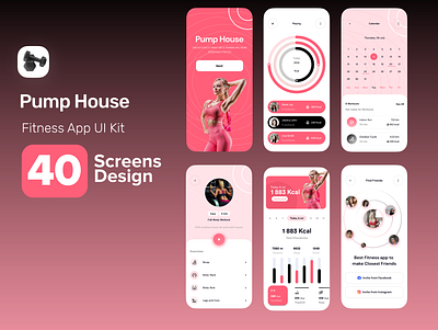 Pump House fitness app 3d animation branding graphic design logo motion graphics ui