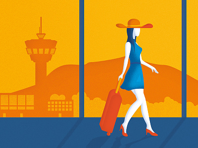 Woman at the airport airport illustration woman