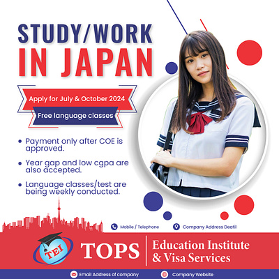 Educational Institution Poster Design 3d abroad animation australia banner branding design graphic design illustration japan korea lady logo media post social study ui vector