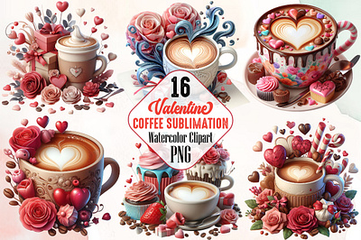 Coffee Valentine Sublimation Clipart 3d animation app branding design graphic design illustration logo ui vector