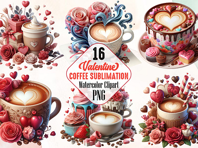 Coffee Valentine Sublimation Clipart 3d animation app branding design graphic design illustration logo ui vector