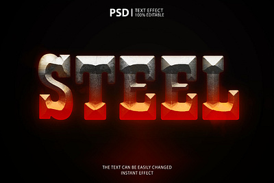 Steel Text Effect font graphic design mockup photoshop psd texteffect