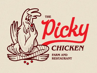 The Picky Chicken + Type branding chicken design doodle farm graphic design illustration lettering logo logo system restaurant typography vector