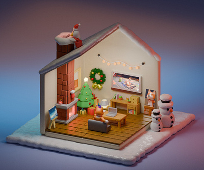 X-Mas Isometric Room 3d graphic design illustration isometric