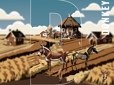 D for Donkey adobe illustrator animal art creative design donkey dribbble farm graphic design illustration illustrator vector village
