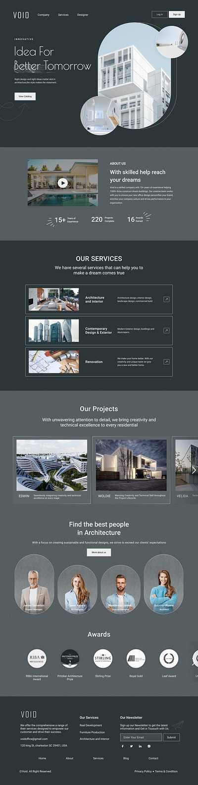 Void Landing Page architecture landing page ui webdesign website