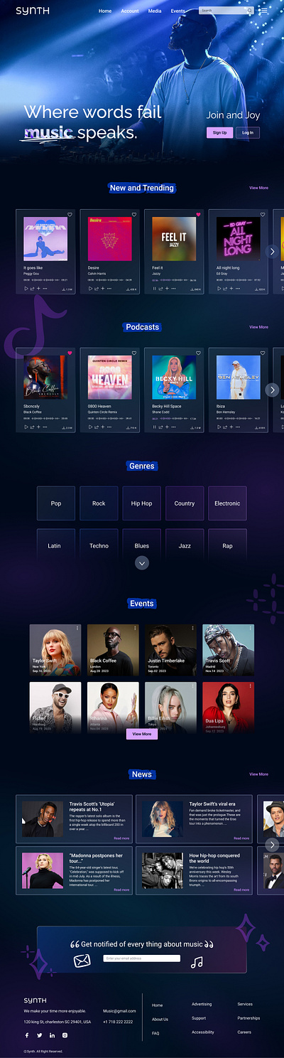 Synth Landing Page landingpage music ui webdesign website