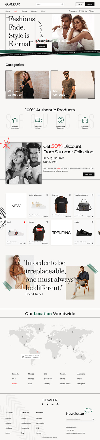 Glamour Landing Page fashion landingpage ui webdesign website