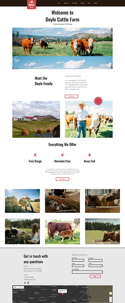 Doyle Cattle Farm - Dairy Farm Website dairy farm design website wix wix website