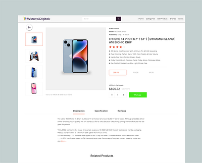 Product Detail Page - E-Commerce Tech Store Website branding e commerce product product detail product detail page tech ui ux web