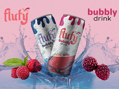 Flufy brand identity branding graphic design illustrator label logo mock up mockup photoshop soft drink softdrink