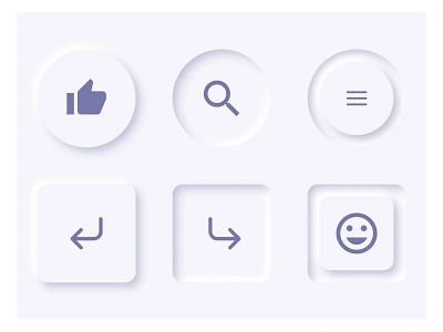 Neumorphic Buttons 3d design mobile ui