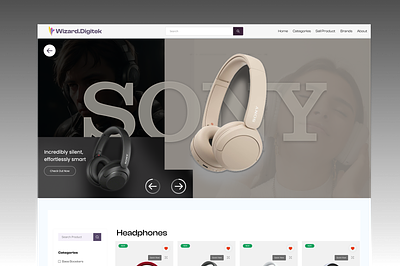 Sony Brand Page - Ecommerce Tech Store Website brand brand page ecommerce headphone sony sony brand techstore ui