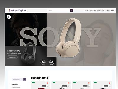 Sony Brand Page - Ecommerce Tech Store Website brand brand page ecommerce headphone sony sony brand techstore ui
