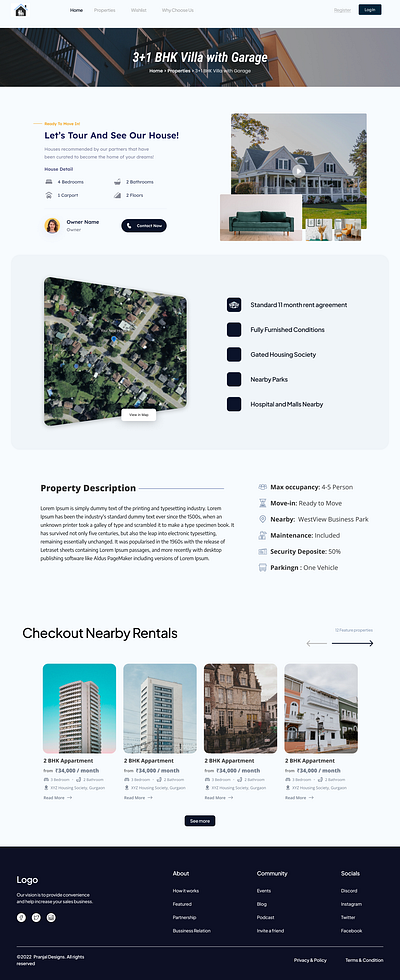 Property Detail Page- House rental Application design detail house property property detail rental ui ui ux web page