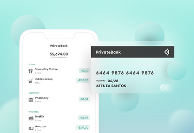 Private Bank App & Card - Glassmorphism bank app business card credit card figma finance glassmorphism graphic design ui design