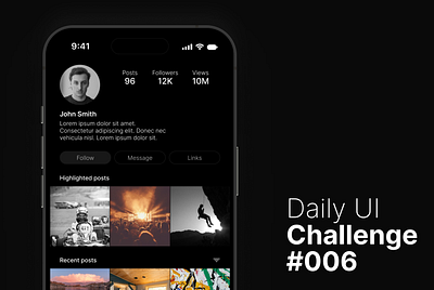 #006 DailyUI — User Profile dailyui mobile design ui