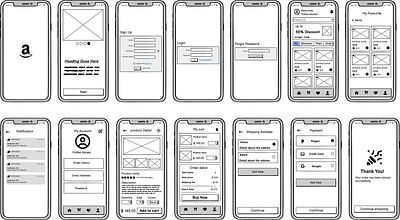 ecommerce wireframe mobile app mockup typography uiux design