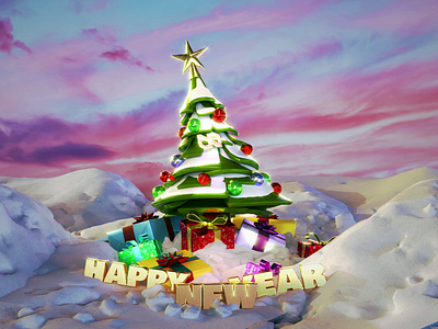 New year dragon 2024 2024 3d agency animation christmas christmas tree concept design dragon metalic motion graphics new year present santa sky snow star top trend uni