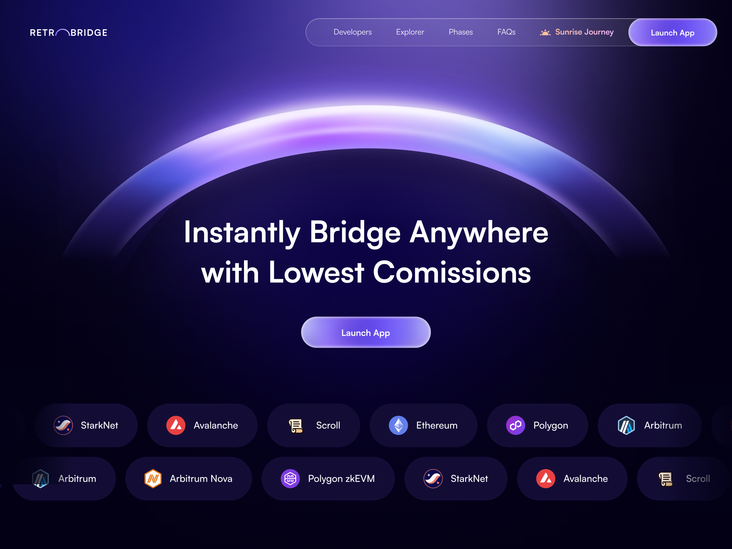 Retrobridge - Crypto bridge landing page animation branding crypto dark ui gradient ui ux wallet web design web3