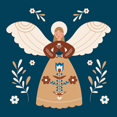 Christmas angel with star graphic design illustrator