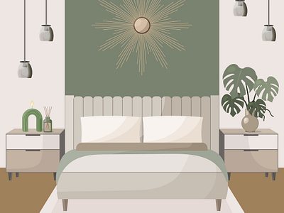 Modern bedroom design postcard