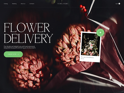 FLORAL STUDIO - first screen cellophane delivery ecommerce flower green landing rose ui ux website