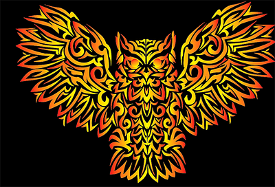 Colorful Owl tribal illustration artwork 3d animation art artwork bird illustration brand logo branding creative art digital art digital painting graphic design illustration logo motion graphics outline art poster design t shirt design typhography ui vector