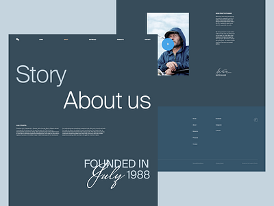Sailor website - about page about boat dark blue design desktop figma founder greece handwriting home legacy logo photography sails see signature team ui web yacht