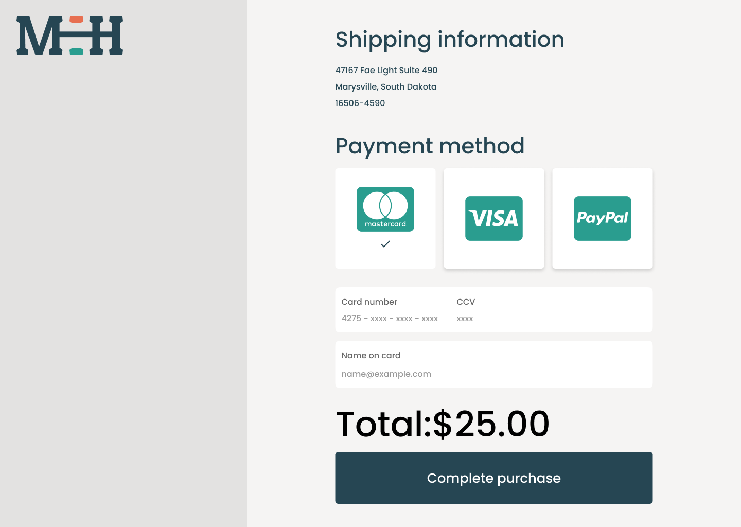 Daily UI Exercise 2 - Checkout - Desktop checkout checkoutpage dailyui ui ux
