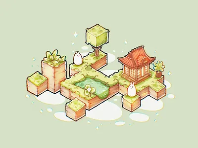 lo-fi Isometric Garden animation branding design hand drawn il illustration illustration collection illustrator kawaii illustration ui