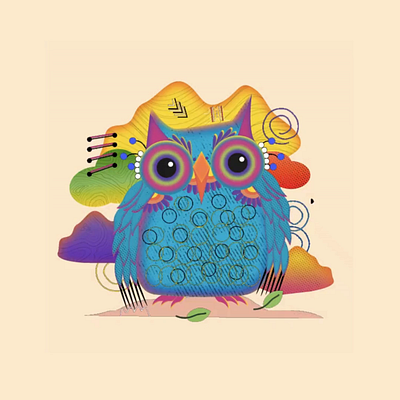 Tiny owl illustration animate animation creation creative design designer figma graphic graphic design graphic designer graphics illustration motion owl vector