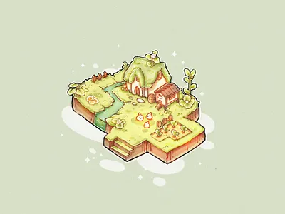 The Isometric Village animation doodle hand drawn il illustration illustration collection illustrator isometric kawaii illustration magical kawaii