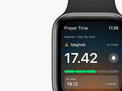 WatchOS - Prayer Time Reminder apple watch apps clean concept creative design graphic design interface minimalist muslim pray product reminder simple ui uiux ux watch watchface watchos