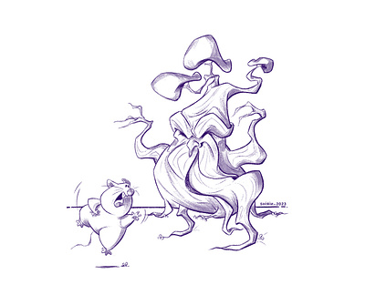 crazy wizard tree and chubby mouse 2dart animation character characterdesign digital art drawing illustration mouse sketch tree