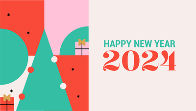 Colorful Flat Banner Happy New Year 2024 banner christmas colorful flat graphic design happy new year illustration tree