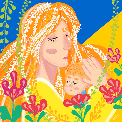 Illustration to a poem by a Ukrainian poetess for Mother's Day illustration illustrators mothersday saveukraine ukraine ukrainianillustrator