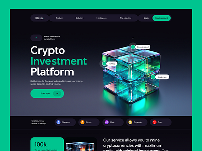 Crypto landing page crypto minimal productdesign ui