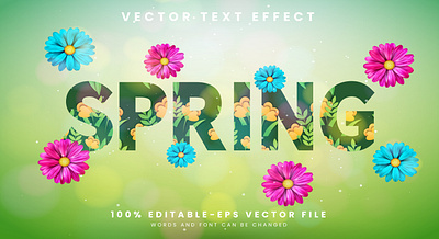 Spring 3d editable text style Template 3d text effect beautiful birdsong blossom botanical botany decoration environment festival flower flower day flowers pattern garden graphic design illustration spring spring flowers spring season spring text vector text mockup