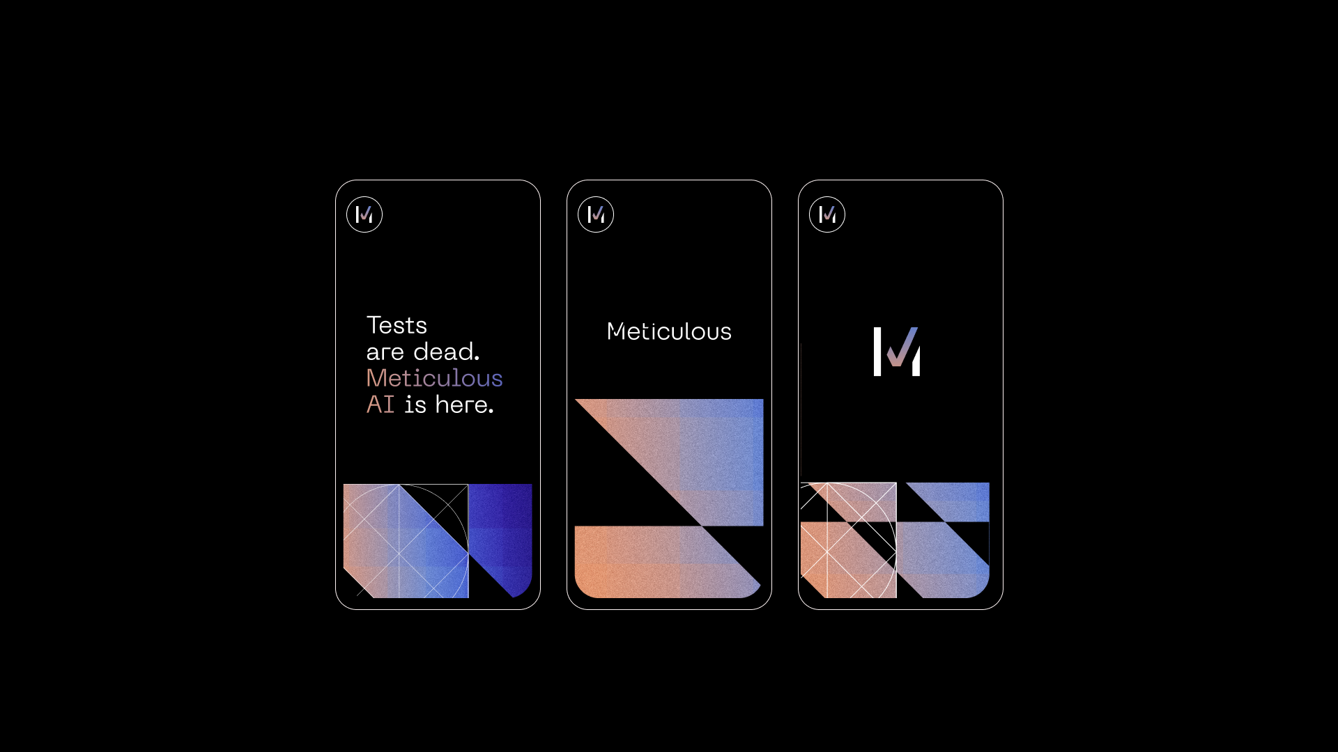 AI Tech Client Mobile Screens ai blue branding design geometric gradient graphic design icon logo m mark mobile orange vector