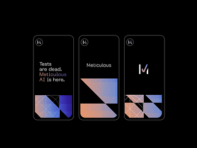 AI Tech Client Mobile Screens ai blue branding design geometric gradient graphic design icon logo m mark mobile orange vector