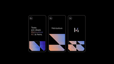 AI Tech Client Mobile Screens ai blue branding design geometric gradient graphic design icon logo m mark mobile orange vector