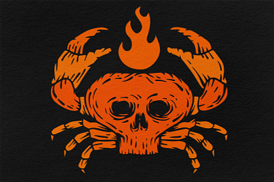Crab art character crab creature draw fire hell illustration monster print retro skull tattoo vector vintage