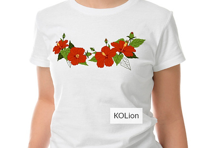 T-shirt with a beautiful print of red hibiscus flowers design flower fun hibiscus hibiscus flowers illustration marketplace ozon picture png print printshop red t shirt print vector