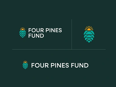 FPF Pinecone Concept Logos brand branding design fund geometric graphic design green icon identity logo mark nature pine cone sans serif sun symbol system yellow