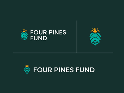 FPF Pinecone Concept Logos brand branding design fund geometric graphic design green icon identity logo mark nature pine cone sans serif sun symbol system yellow