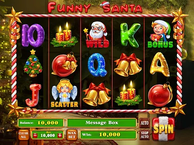 The Main UI design for the casino slot "Funny Santa" chrismas game chrismas slot christmas christmas themed digital art digital designer gambling gambling art gambling design game art game design game reels game ui graphic design reels slot art slot design slot reels ui ui design