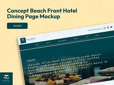 Concept Beach Front Hotel Dining Page Mockup beach front branding figma hotel photoshop revamp ui ux web design website