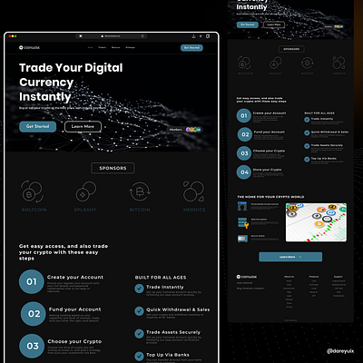 Crypto Landing Page design landing page mobile app product design ui uiux web design