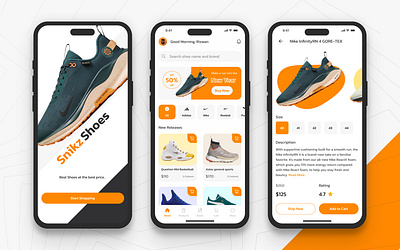 Snikz Shoes e-commerce Mobile App ecommerce mobile app productdesign shoe app uiux